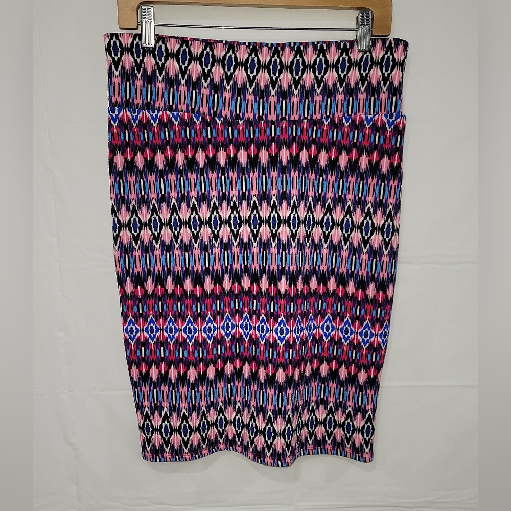 Colorful Pink and Blue Body Con Skirt